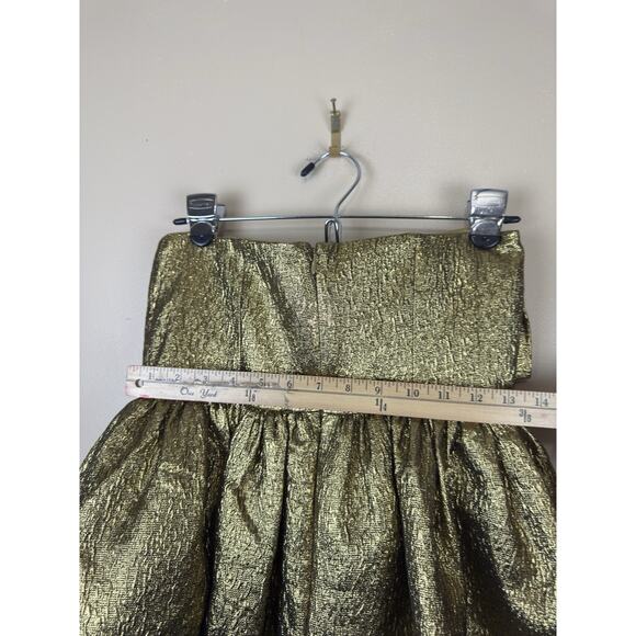 Self-Portrait Gold Metallic Jacquard Mini Dress Cocktail Formal Holiday Size 6 - Picture 14 of 16